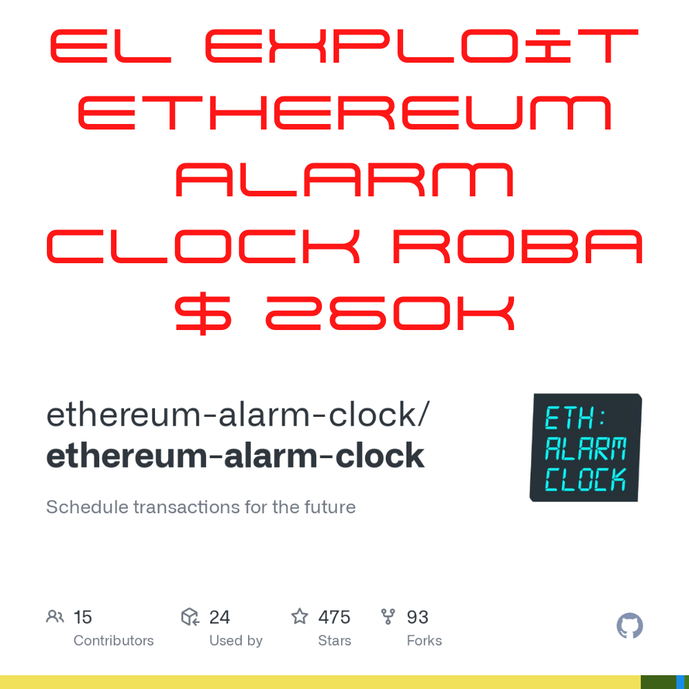 El exploit Ethereum Alarm Clock roba $ 260K