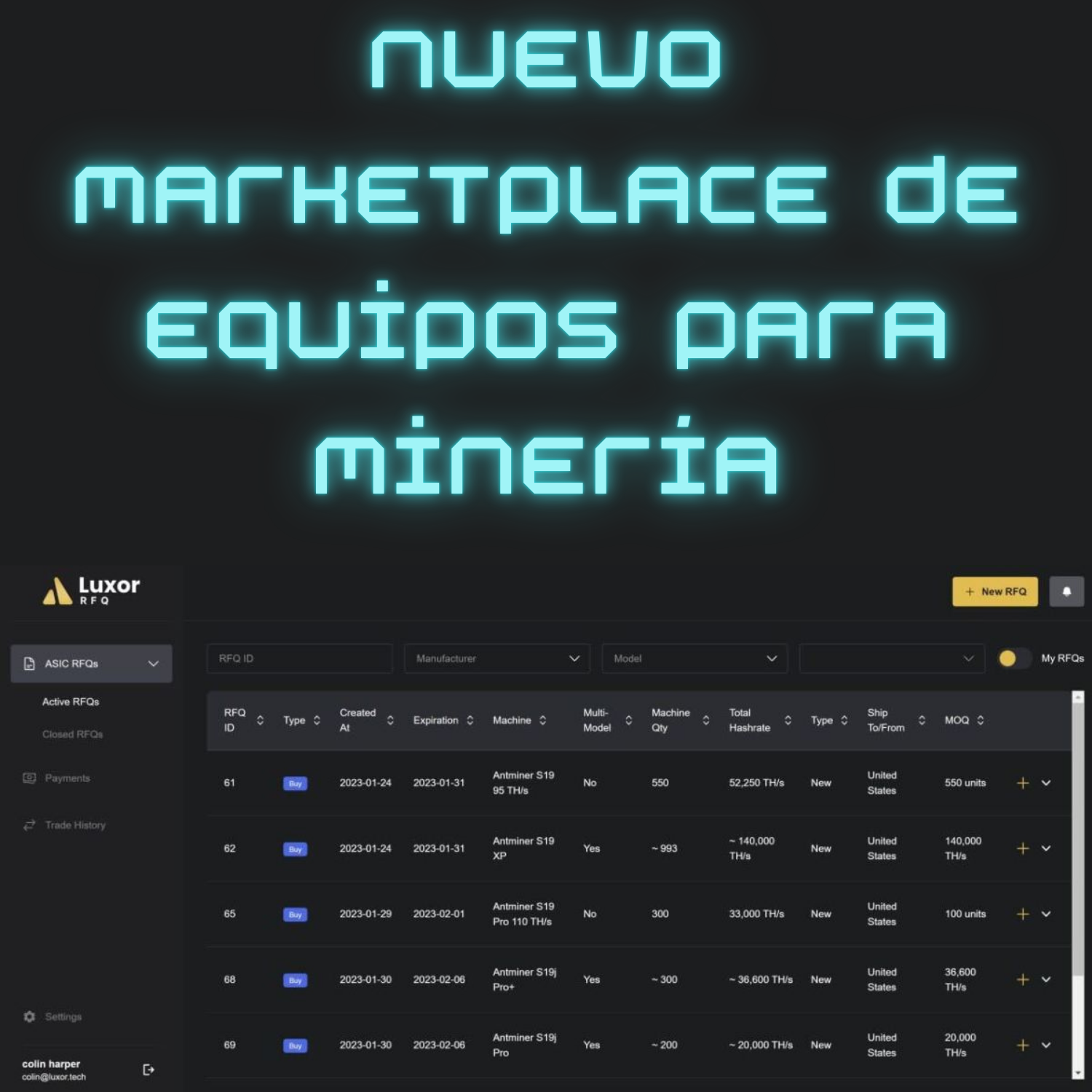 Lanzan un marketplace de equipos para minería